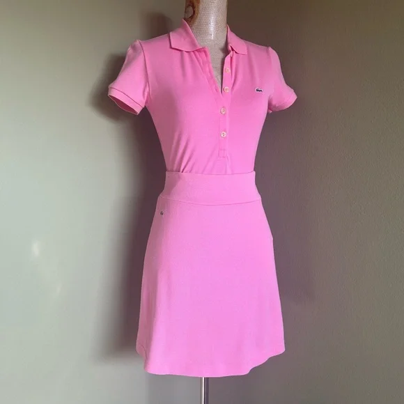 Lacoste Pink Polo Top/Skirt Outfit Tennis Golf Athletic - Picture 11 of 11